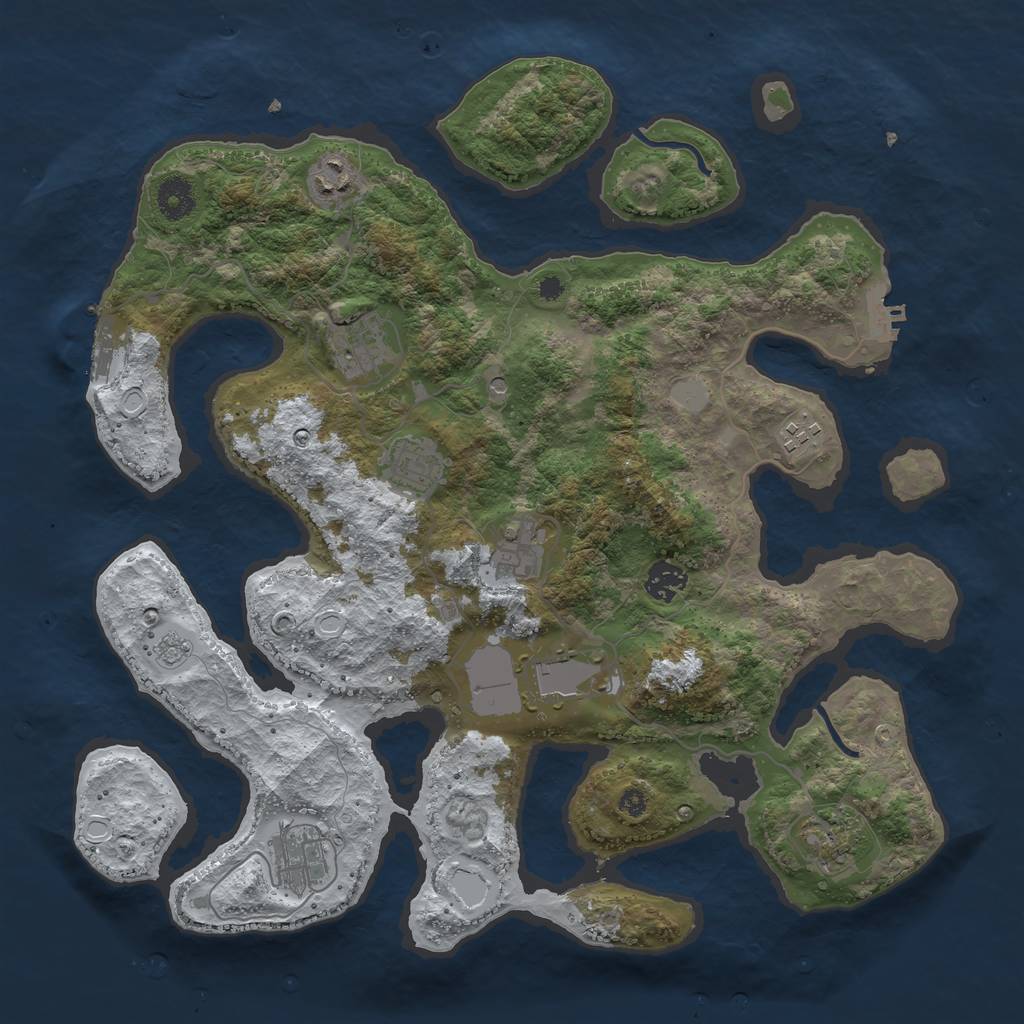 Rust Map: Procedural Map, Size: 3800, Seed: 5871929, 18 Monuments