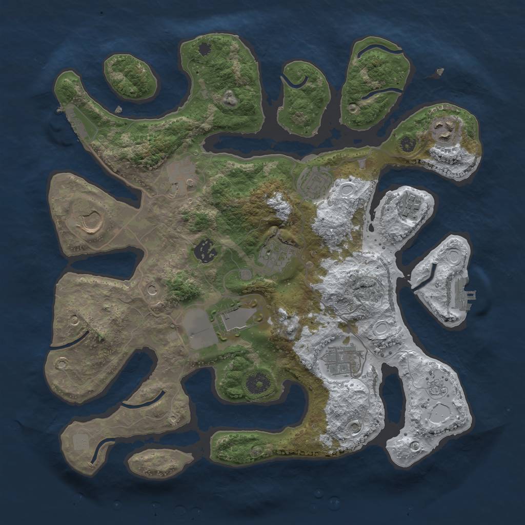 Rust Map: Procedural Map, Size: 3500, Seed: 3119900, 18 Monuments