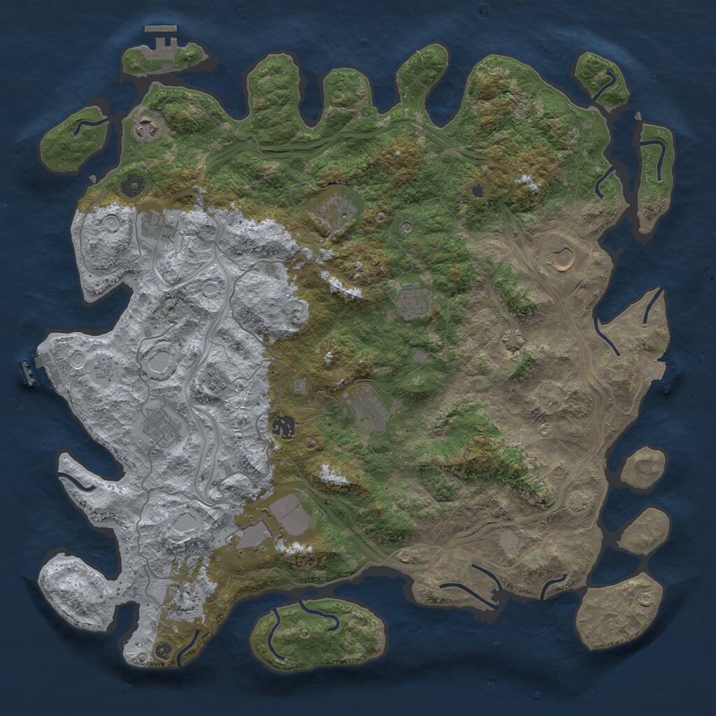 Rust Map: Procedural Map, Size: 4500, Seed: 5720739, 17 Monuments