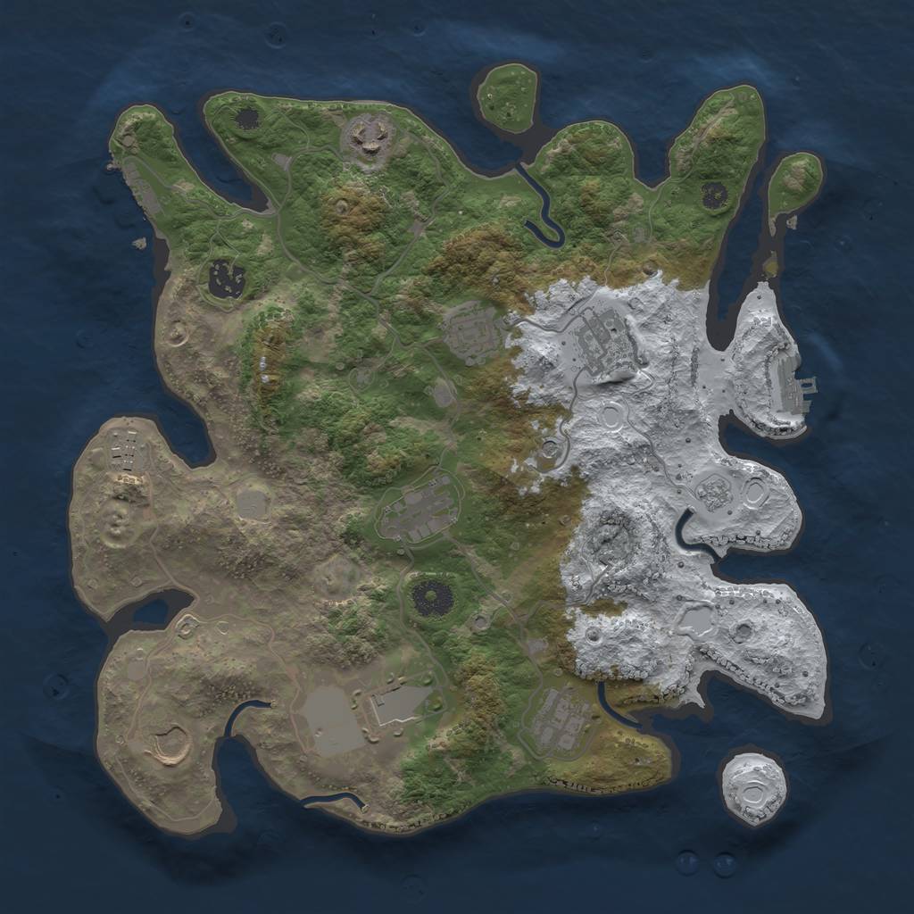 Rust Map: Procedural Map, Size: 3500, Seed: 2341044, 18 Monuments