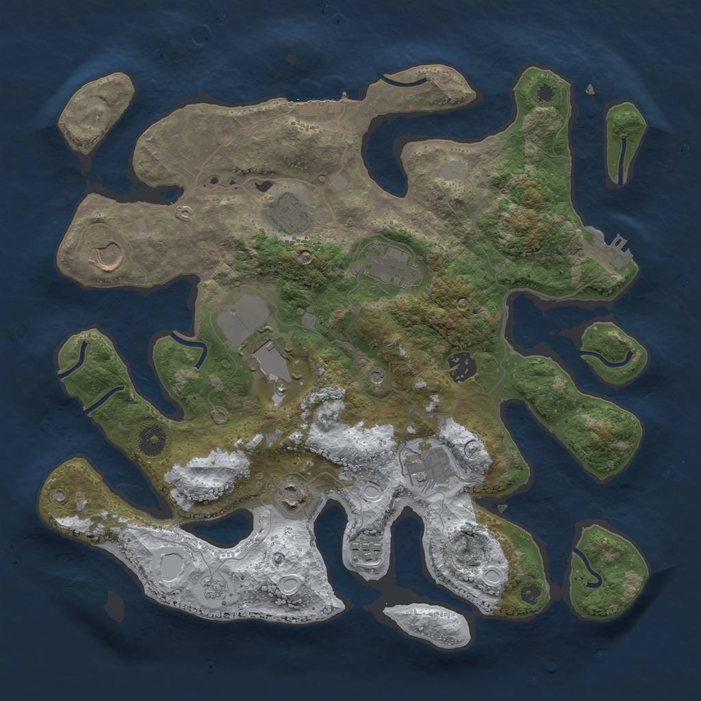 Rust Map: Procedural Map, Size: 3600, Seed: 5032988, 17 Monuments