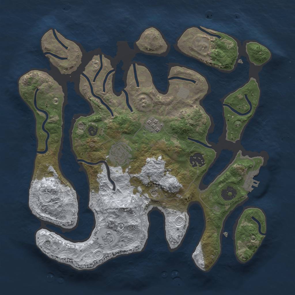 Rust Map: Procedural Map, Size: 3000, Seed: 58243, 11 Monuments