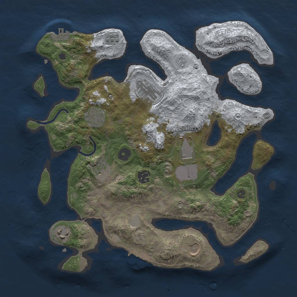 Rust Map: Procedural Map, Size: 3500, Seed: 49078, 17 Monuments