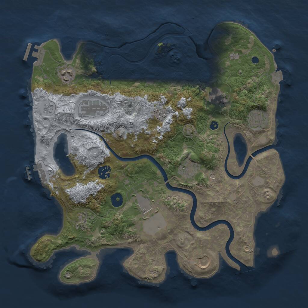 Rust Map: Procedural Map, Size: 3500, Seed: 957291, 16 Monuments