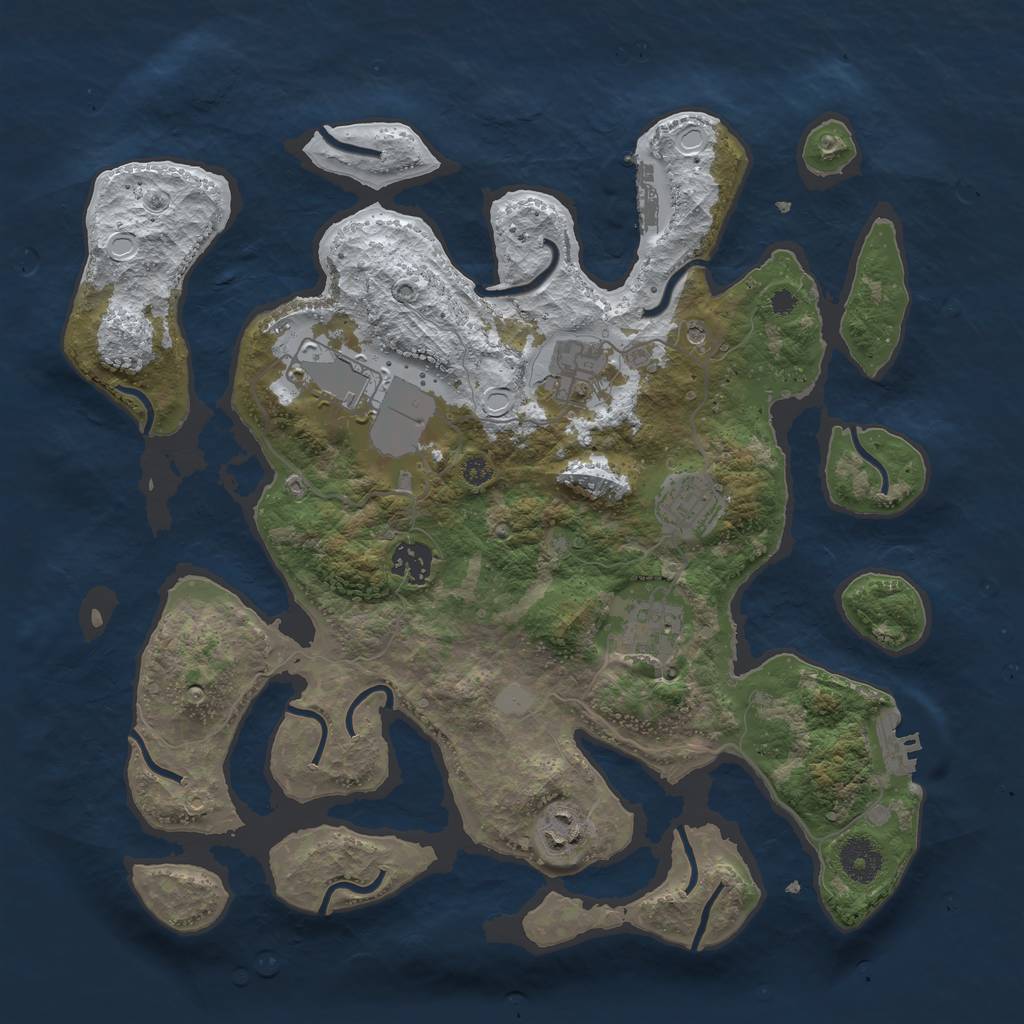 Rust Map: Procedural Map, Size: 3600, Seed: 2870346, 14 Monuments