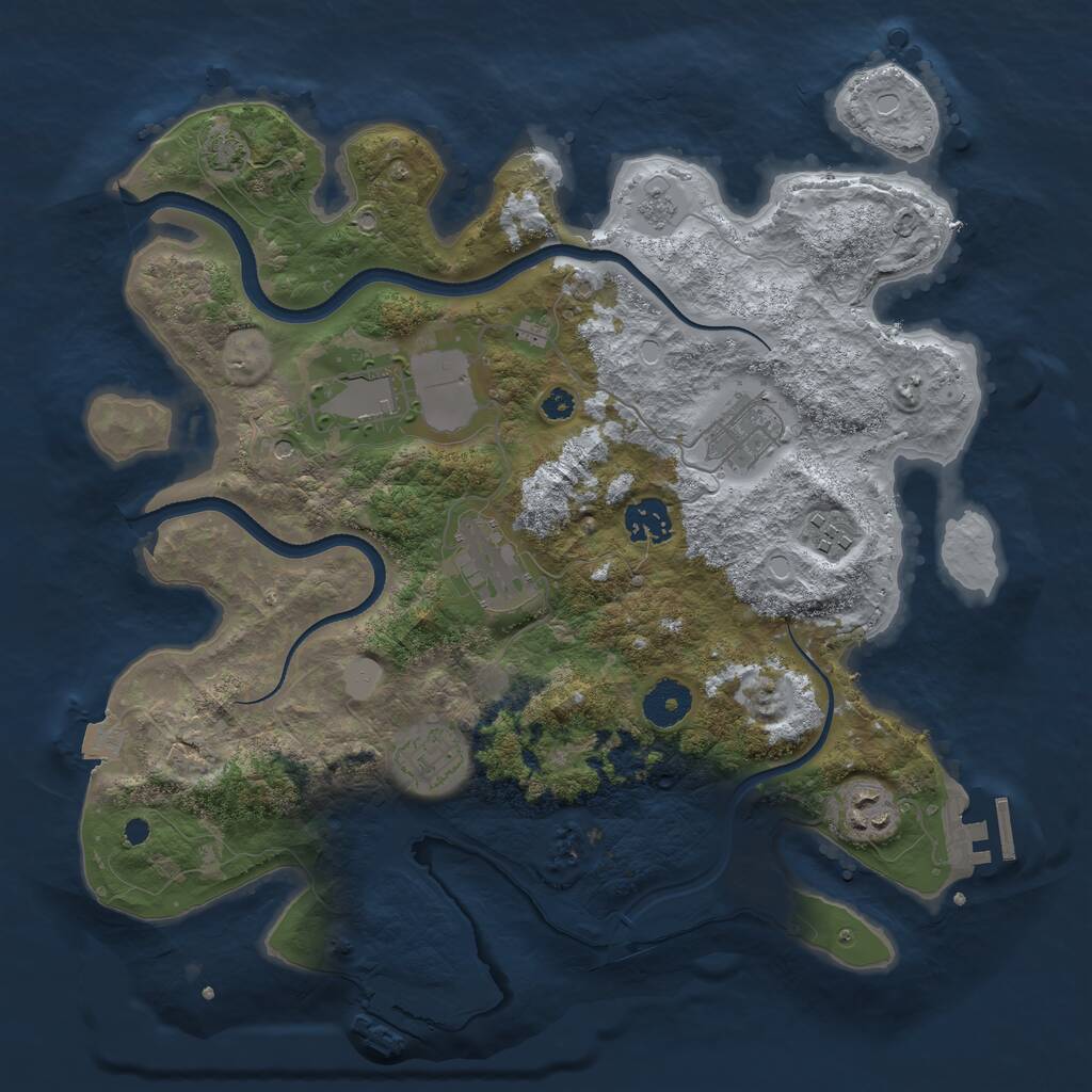 Rust Map: Procedural Map, Size: 3500, Seed: 114304, 13 Monuments