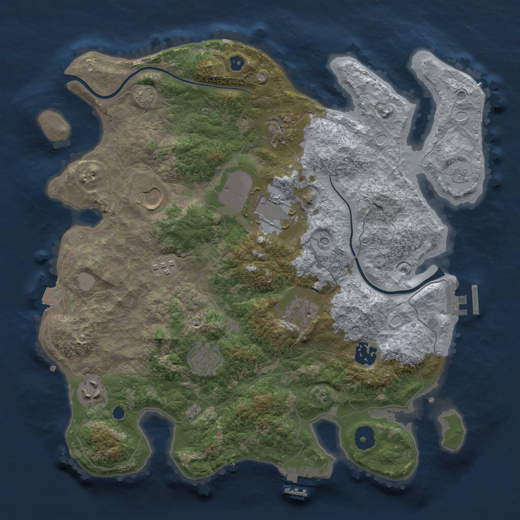 Rust Map: Procedural Map, Size: 3500, Seed: 4114379, 14 Monuments