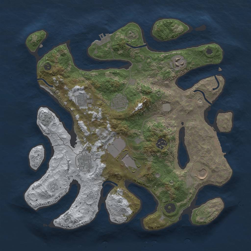 Rust Map: Procedural Map, Size: 3500, Seed: 5357561, 17 Monuments