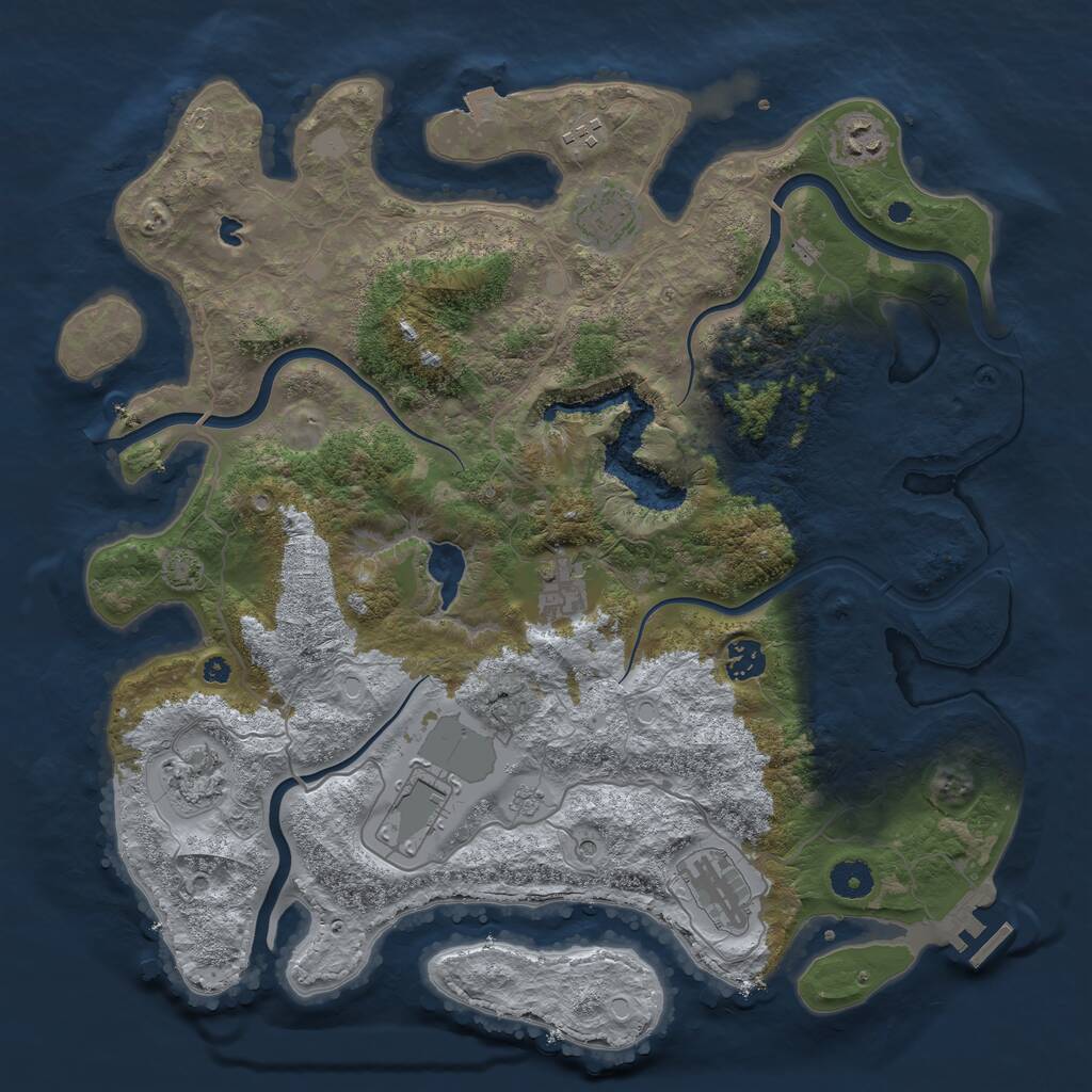Rust Map: Procedural Map, Size: 4000, Seed: 1245892034, 13 Monuments