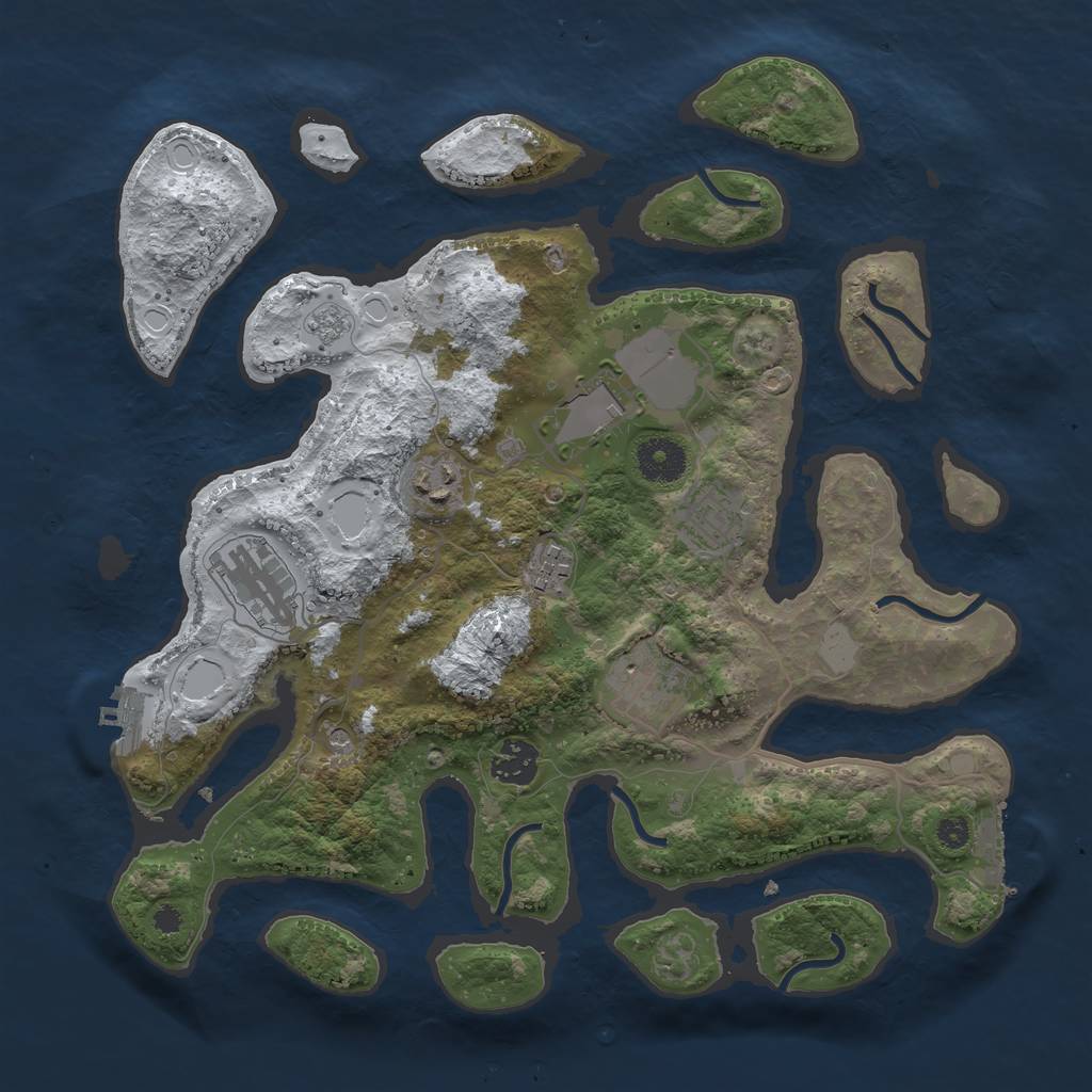 Rust Map: Procedural Map, Size: 3500, Seed: 1965202256, 16 Monuments