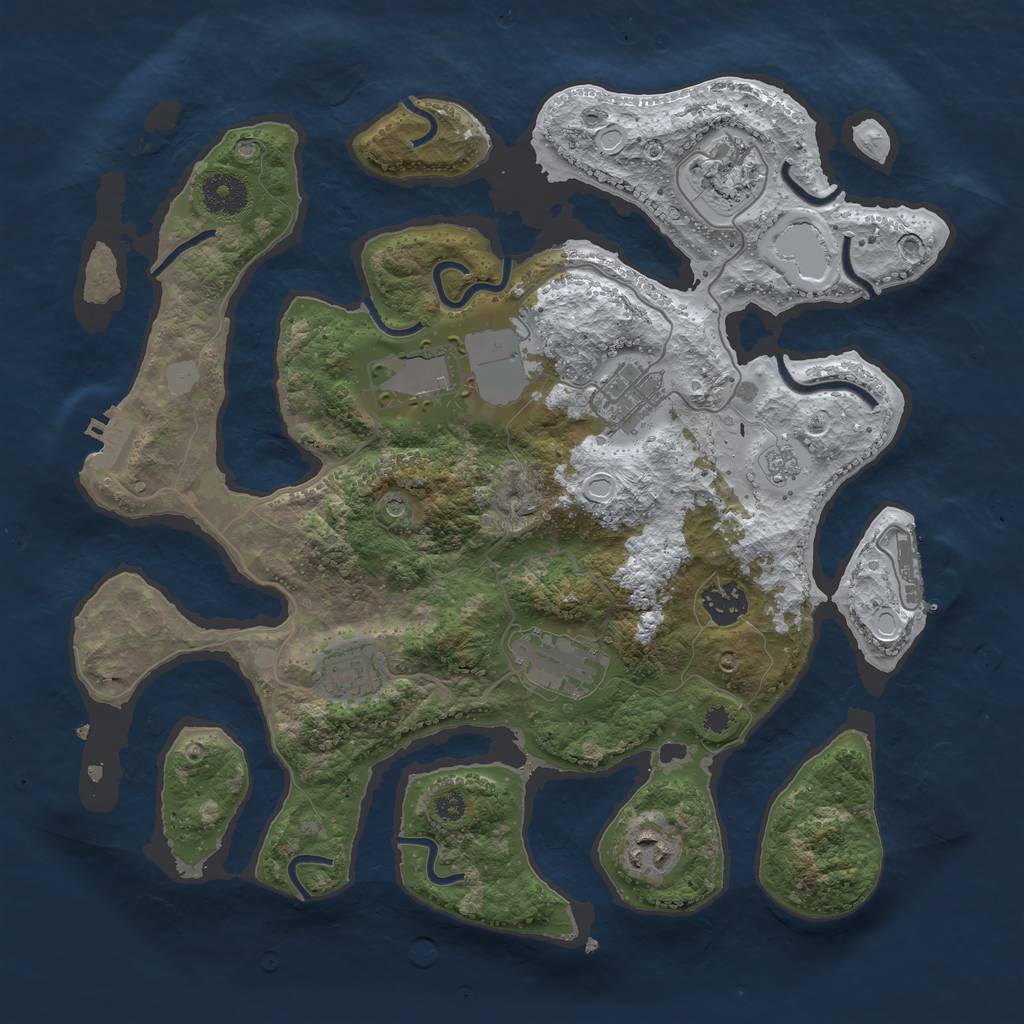 Rust Map: Procedural Map, Size: 3500, Seed: 612561, 16 Monuments