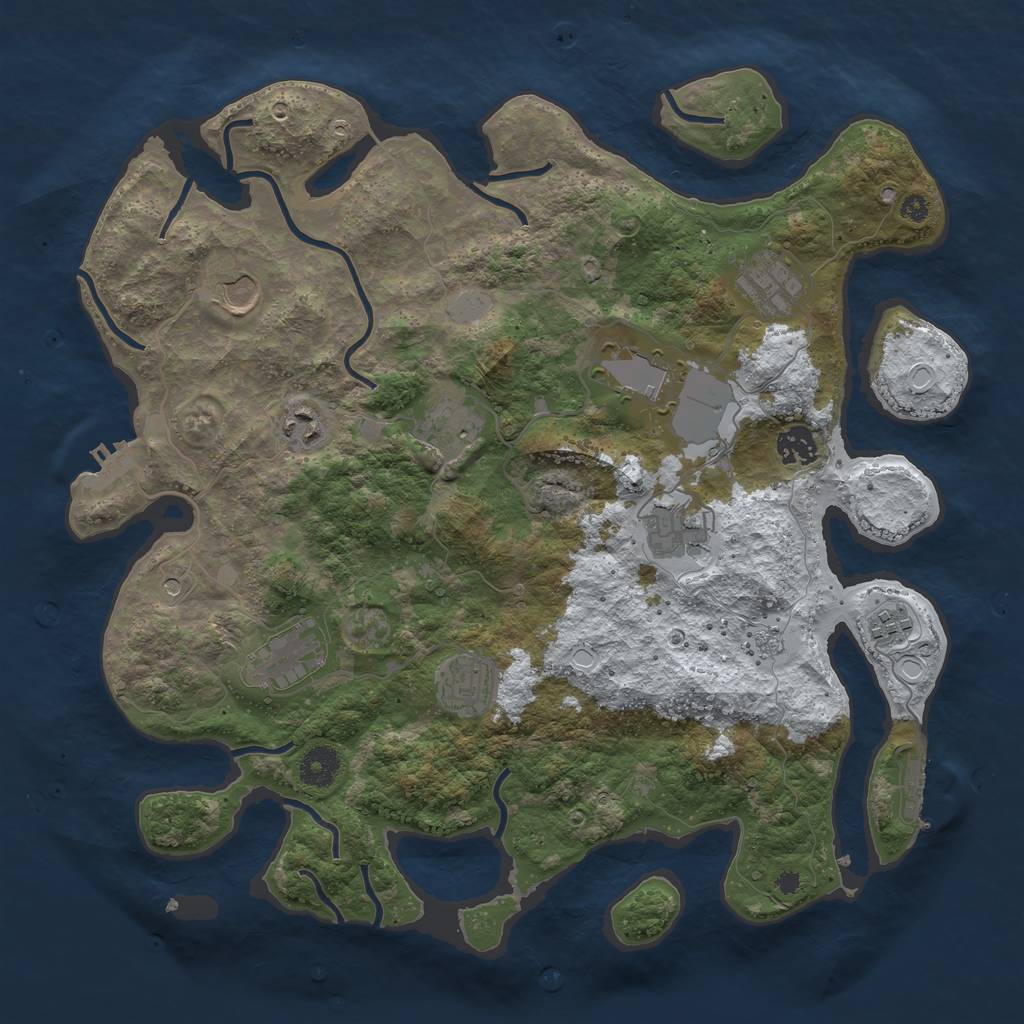 Rust Map: Procedural Map, Size: 3800, Seed: 5530126, 19 Monuments