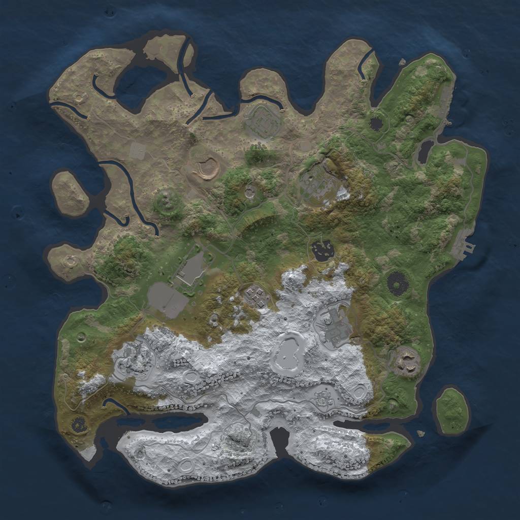 Rust Map: Procedural Map, Size: 3500, Seed: 2090018, 18 Monuments
