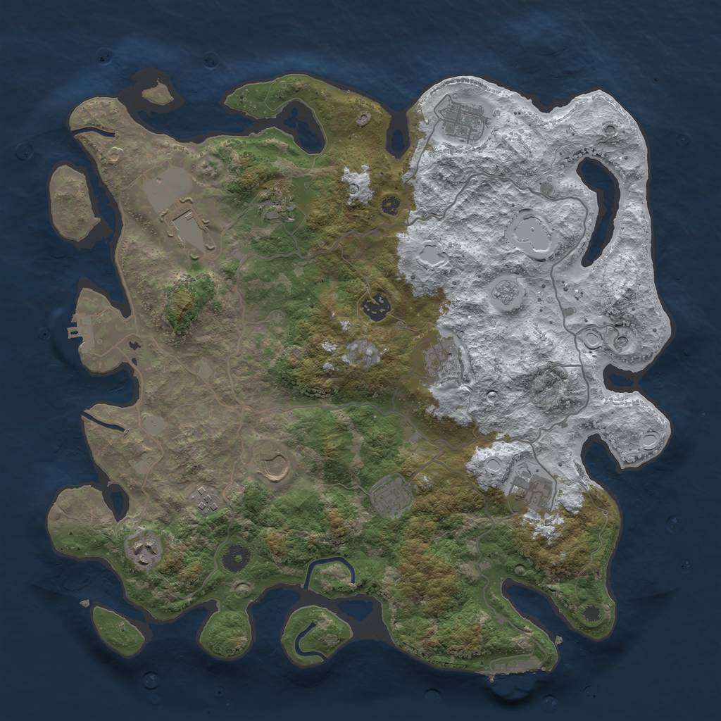 Rust Map: Procedural Map, Size: 4000, Seed: 2691711, 19 Monuments