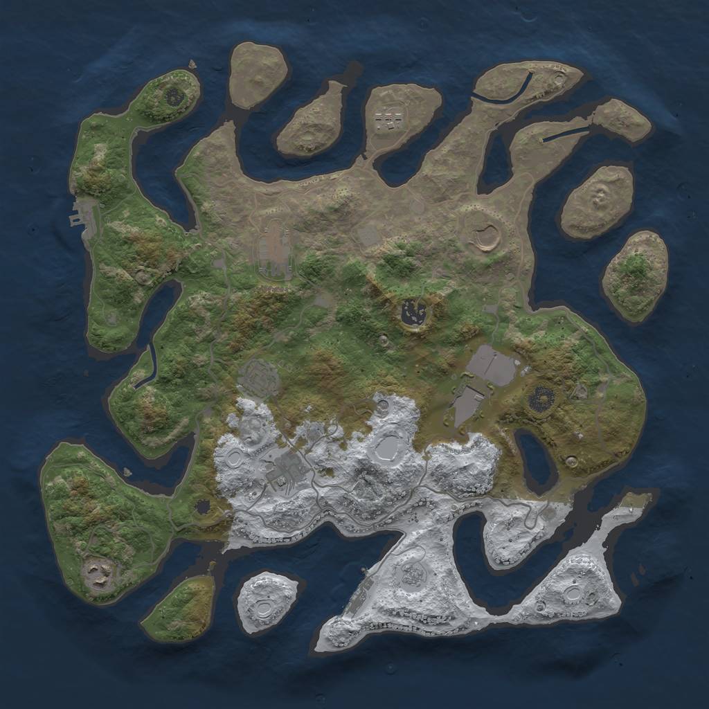 Rust Map: Procedural Map, Size: 4000, Seed: 232738, 17 Monuments