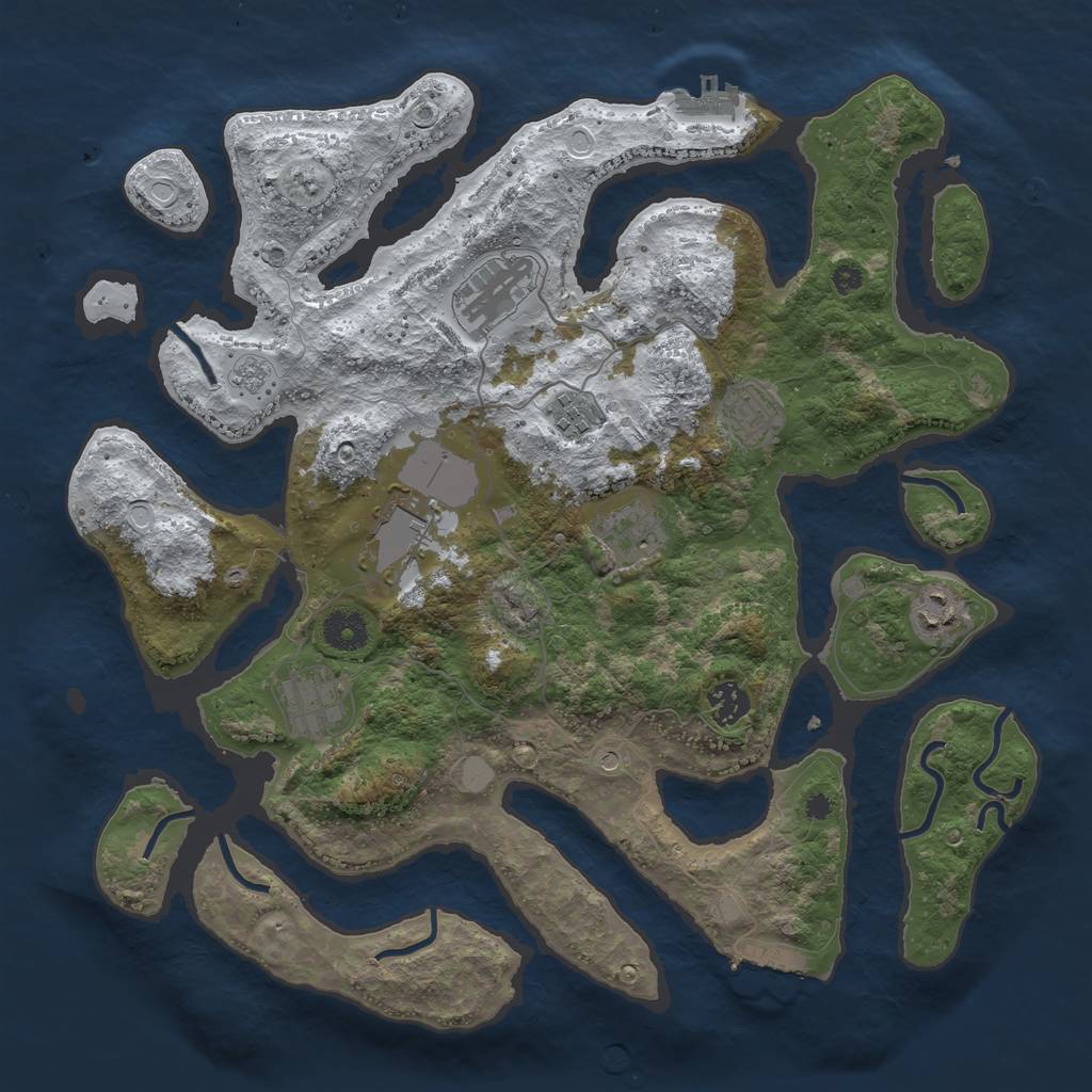 Rust Map: Procedural Map, Size: 3800, Seed: 6394123, 17 Monuments