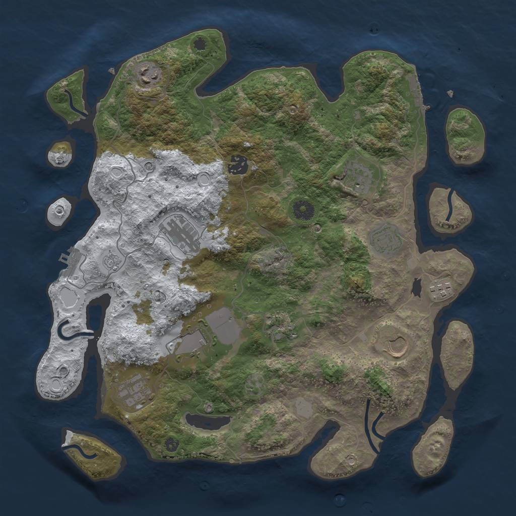 Rust Map: Procedural Map, Size: 3700, Seed: 2051378, 19 Monuments