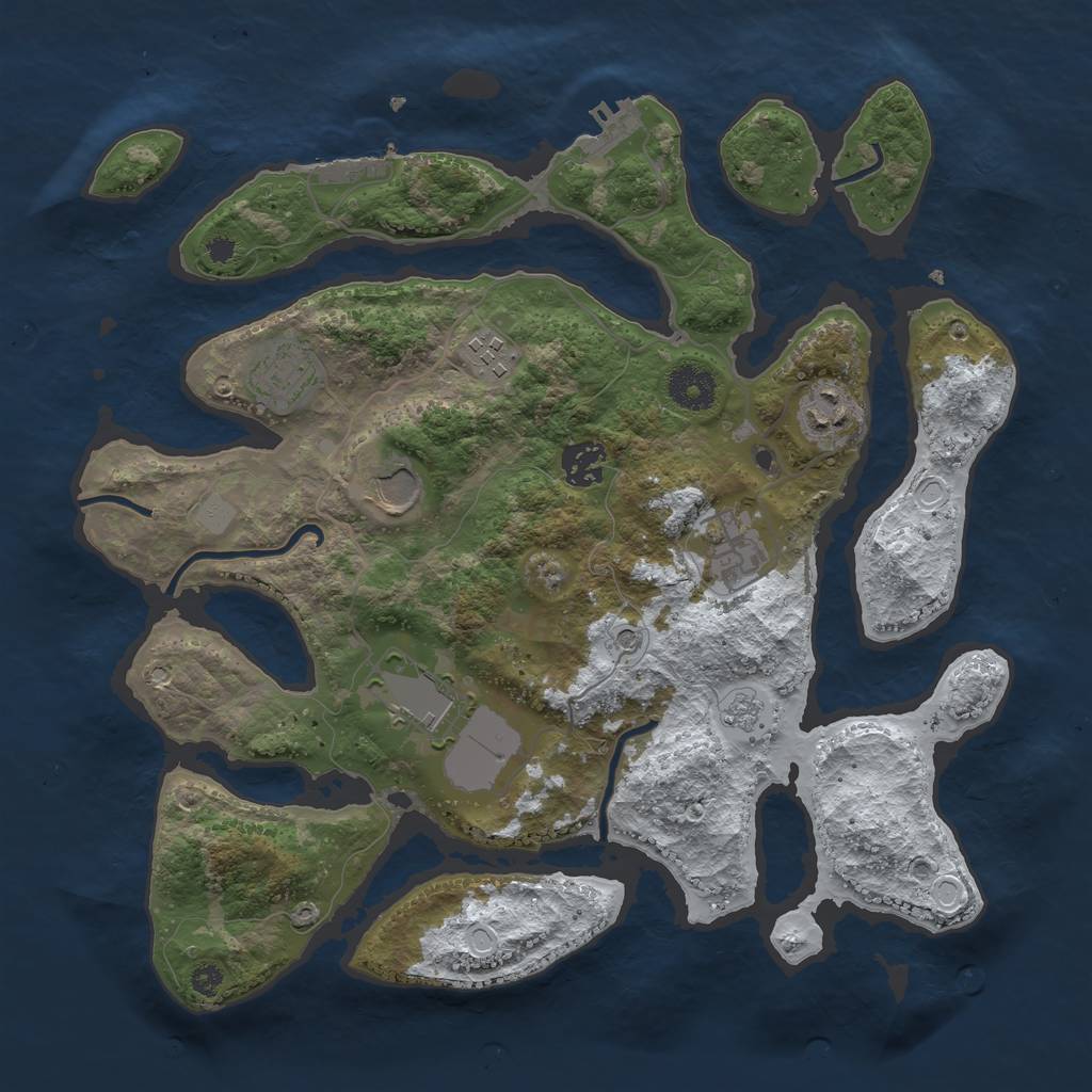 Rust Map: Procedural Map, Size: 3500, Seed: 6167632, 16 Monuments