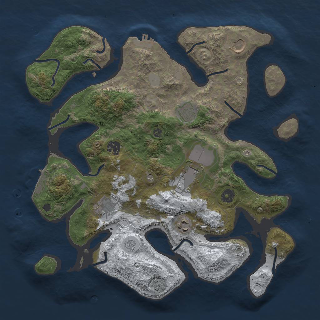 Rust Map: Procedural Map, Size: 3500, Seed: 3850099, 16 Monuments