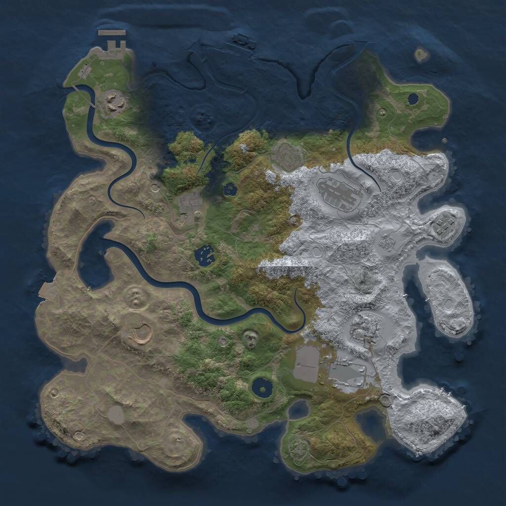 Rust Map: Procedural Map, Size: 3700, Seed: 4497075, 15 Monuments