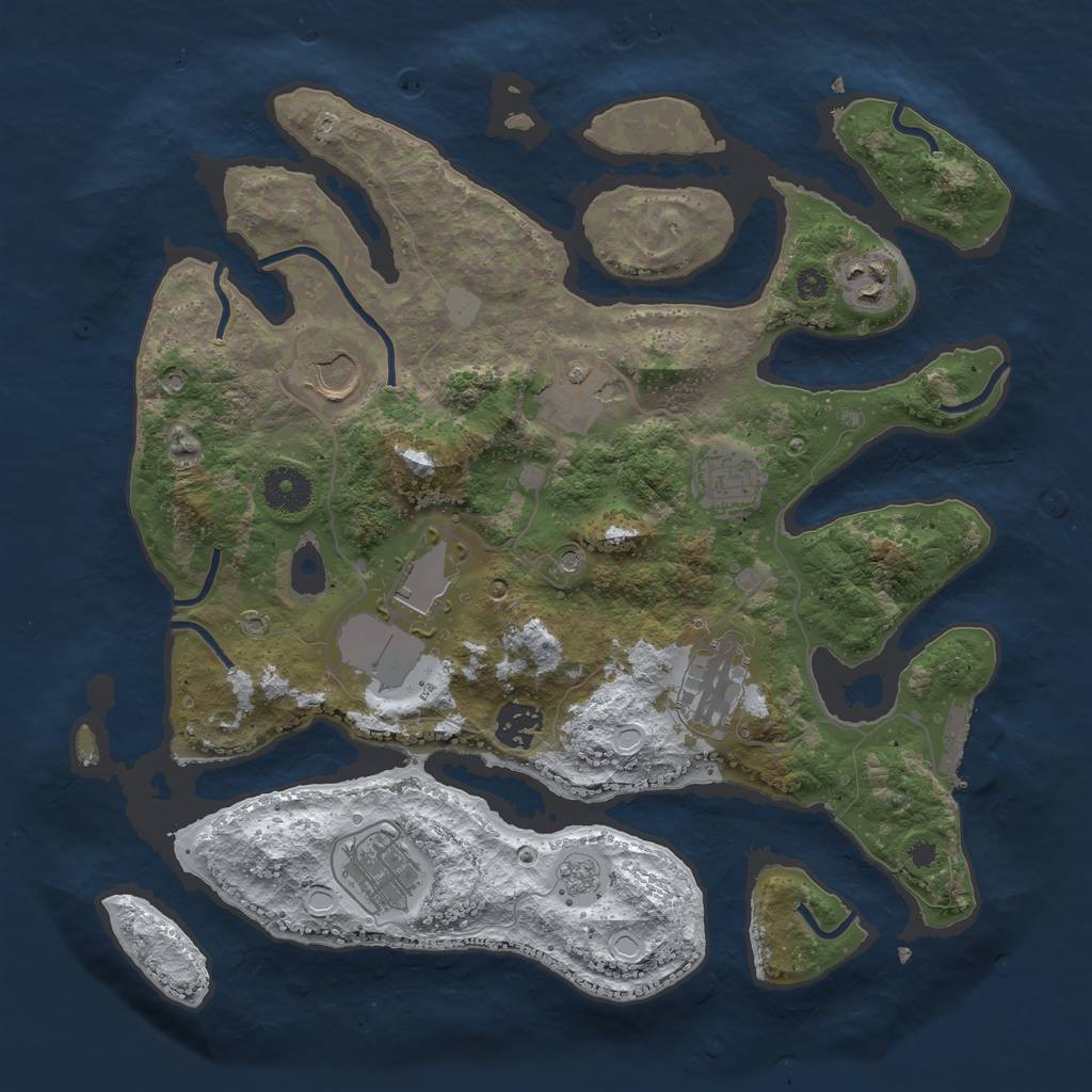 Rust Map: Procedural Map, Size: 3500, Seed: 266215, 16 Monuments