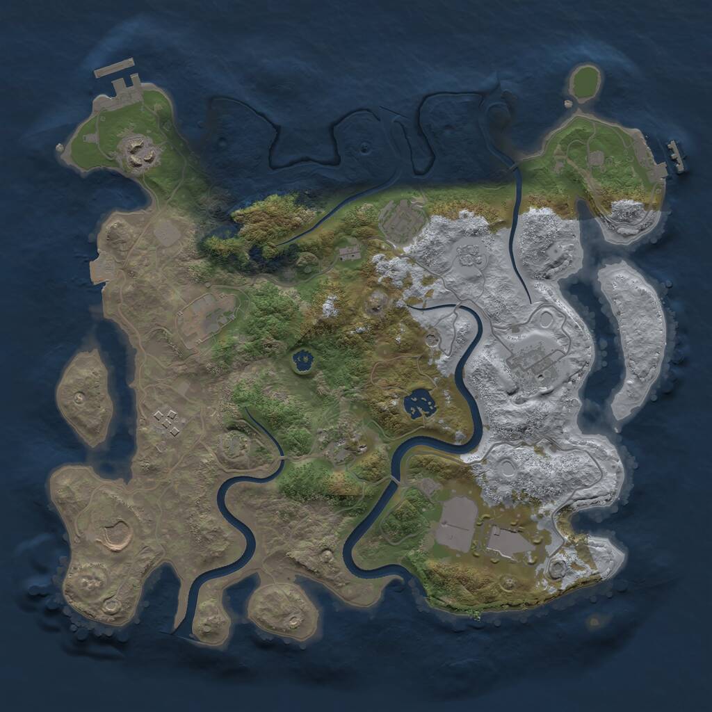 Rust Map: Procedural Map, Size: 3500, Seed: 5422576, 15 Monuments