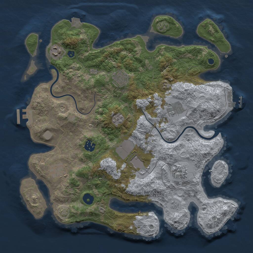 Rust Map: Procedural Map, Size: 3500, Seed: 2641567, 14 Monuments