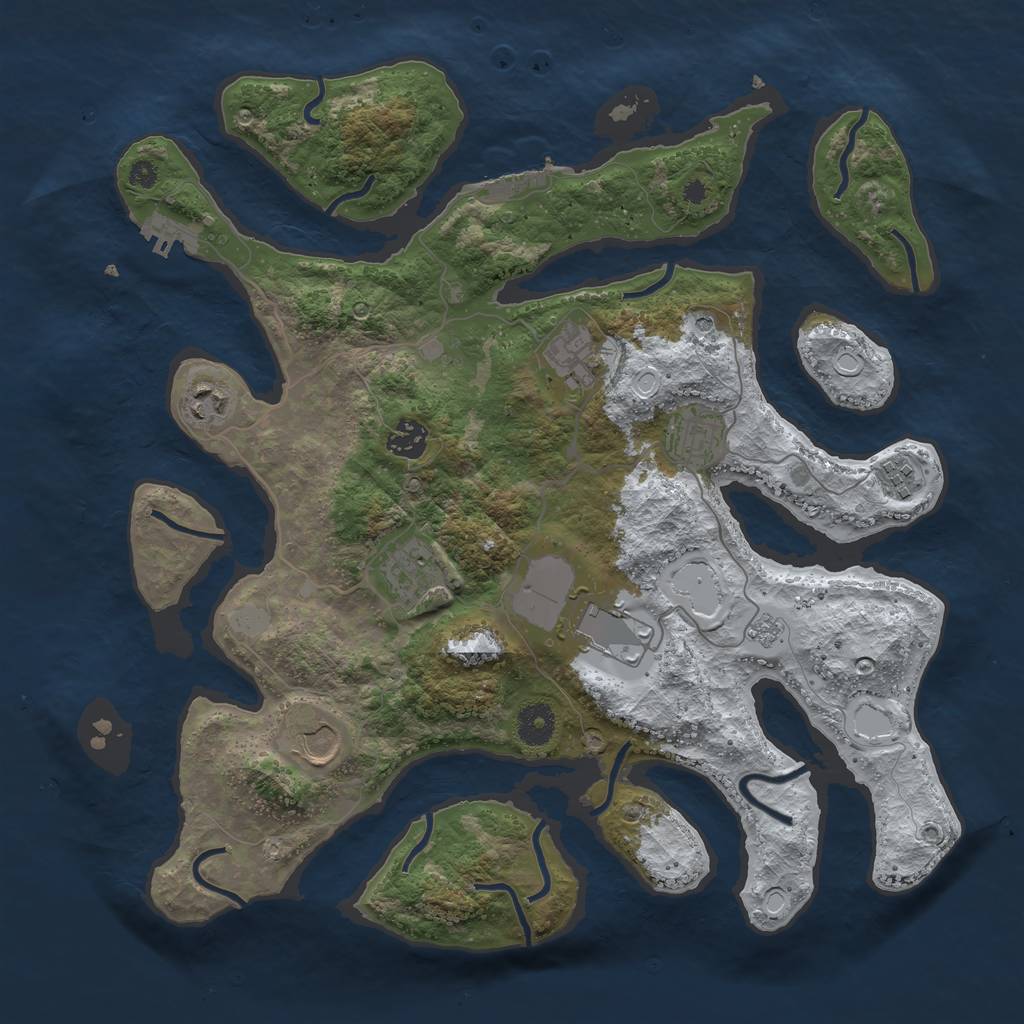 Rust Map: Procedural Map, Size: 3800, Seed: 142772, 17 Monuments
