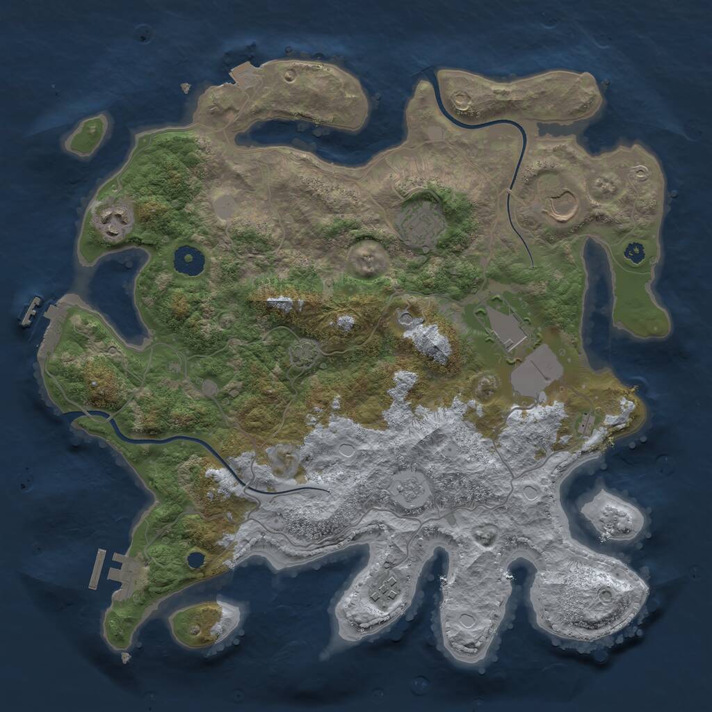 Rust Map: Procedural Map, Size: 3500, Seed: 5484134, 11 Monuments