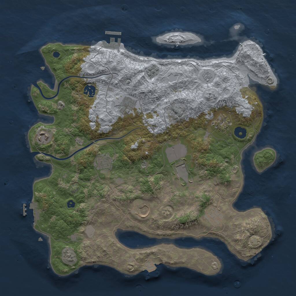 Rust Map: Procedural Map, Size: 3700, Seed: 750924, 15 Monuments