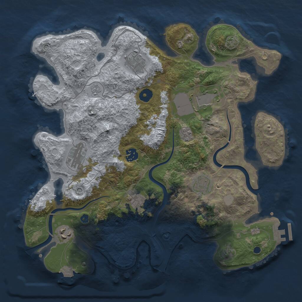 Rust Map: Procedural Map, Size: 3500, Seed: 4996221, 13 Monuments