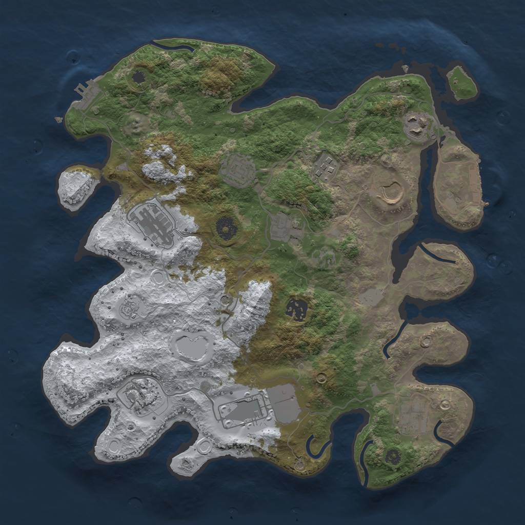 Rust Map: Procedural Map, Size: 3500, Seed: 3836566, 19 Monuments