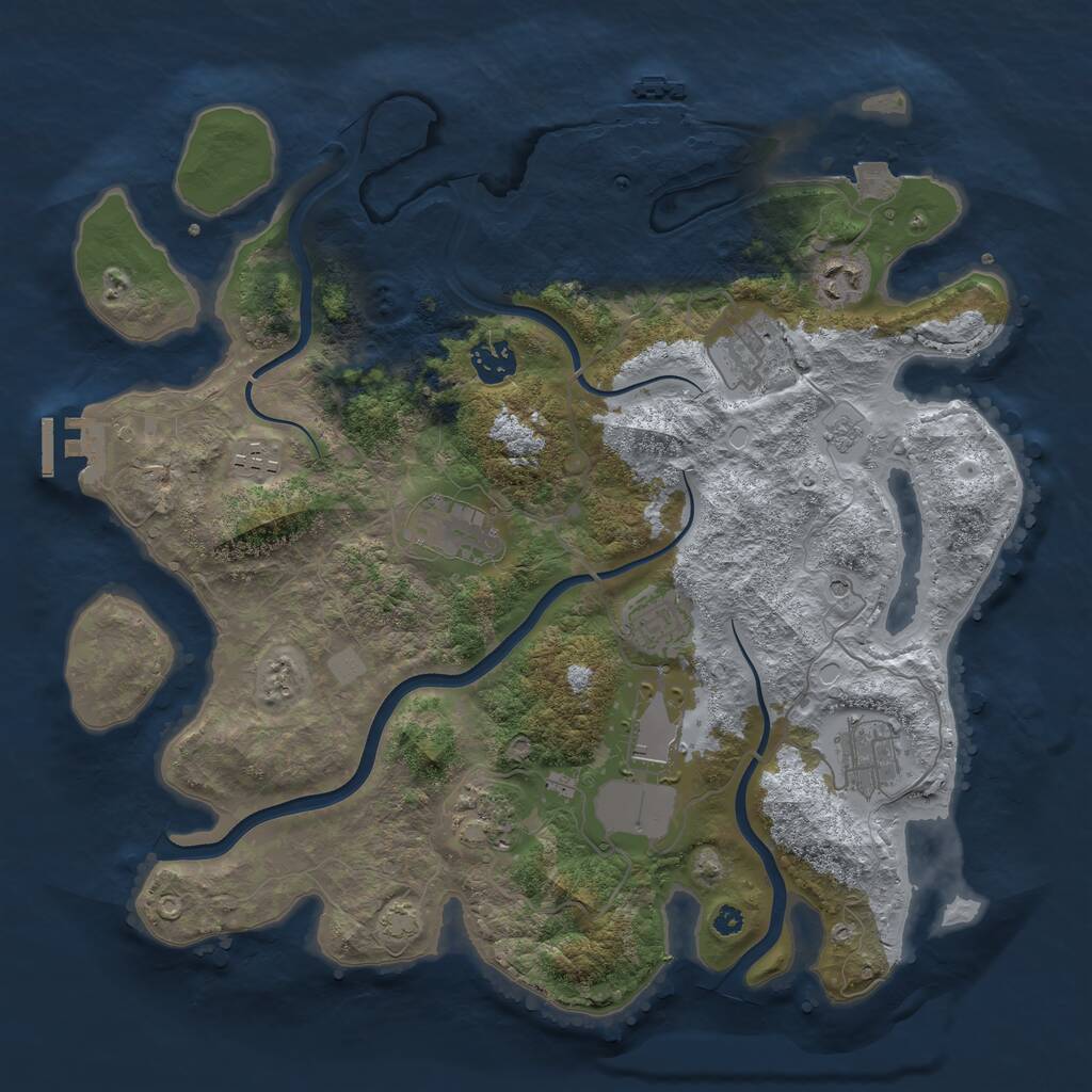 Rust Map: Procedural Map, Size: 3700, Seed: 321147, 15 Monuments