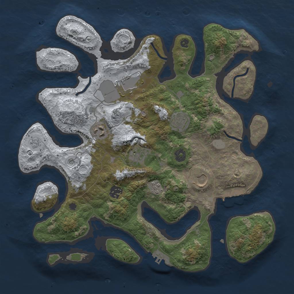 Rust Map: Procedural Map, Size: 3500, Seed: 3319346, 16 Monuments