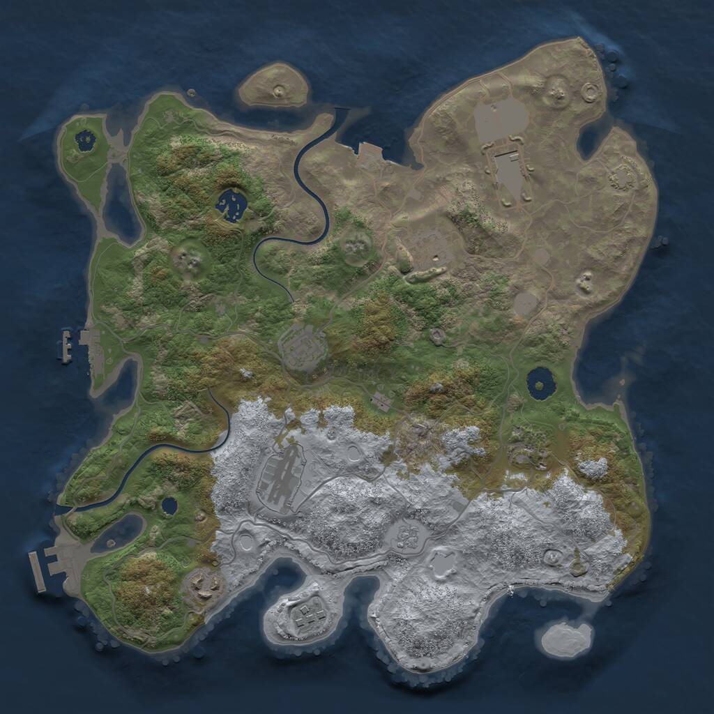 Rust Map: Procedural Map, Size: 3500, Seed: 1498894, 13 Monuments