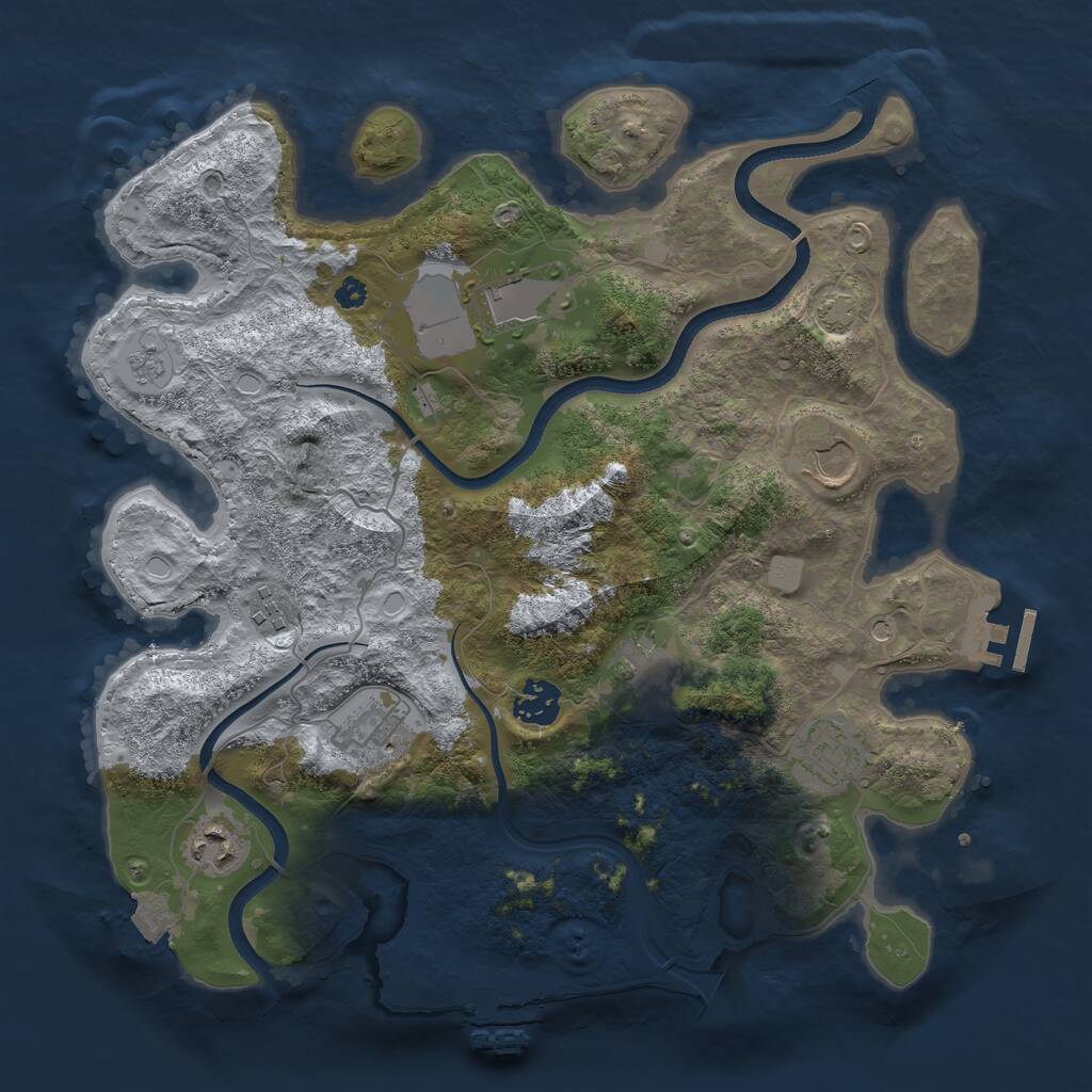 Rust Map: Procedural Map, Size: 3500, Seed: 1389702, 14 Monuments