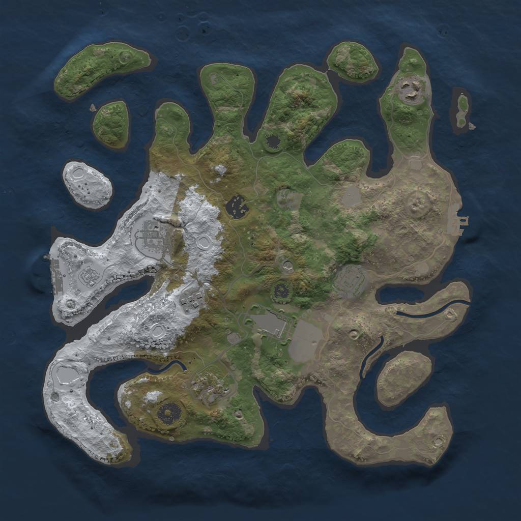 Rust Map: Procedural Map, Size: 3500, Seed: 141232, 16 Monuments