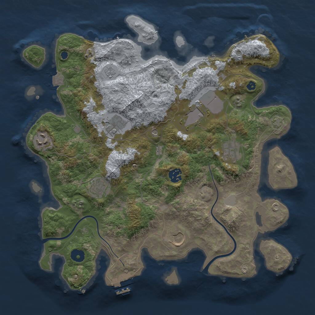 Rust Map: Procedural Map, Size: 3500, Seed: 4285667, 12 Monuments