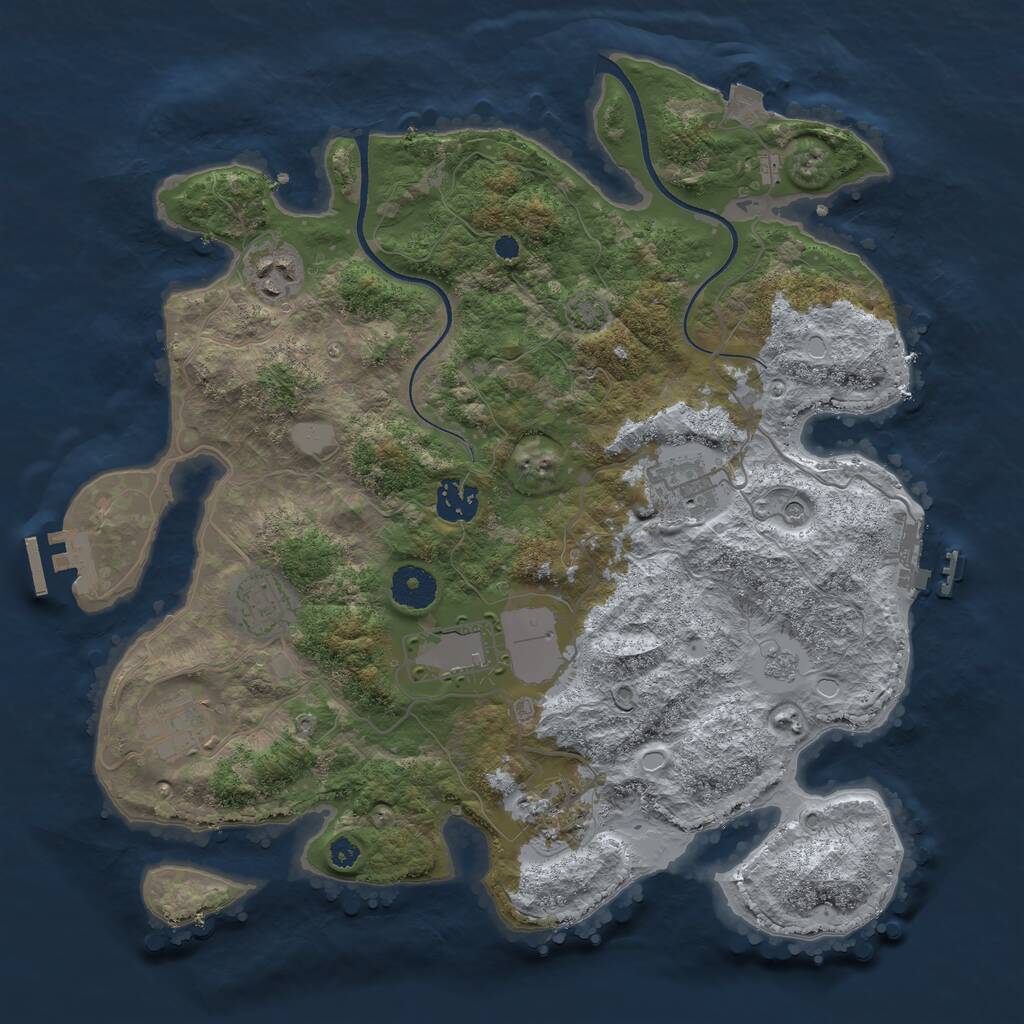 Rust Map: Procedural Map, Size: 3500, Seed: 2313069, 13 Monuments