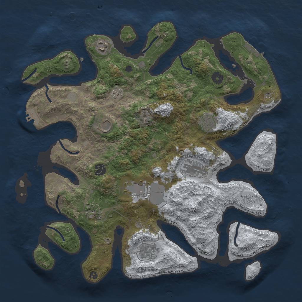 Rust Map: Procedural Map, Size: 3800, Seed: 505748, 18 Monuments