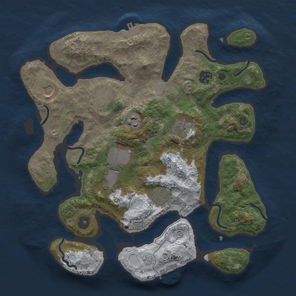 Rust Map: Procedural Map, Size: 3500, Seed: 4445472, 16 Monuments