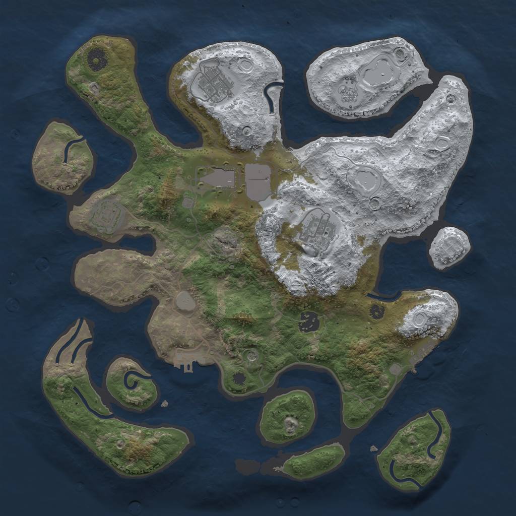 Rust Map: Procedural Map, Size: 3600, Seed: 477718, 14 Monuments