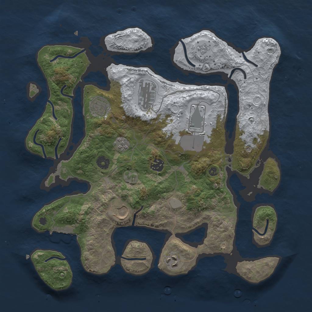 Rust Map: Procedural Map, Size: 3500, Seed: 929491, 14 Monuments