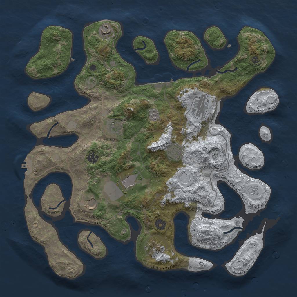 Rust Map: Procedural Map, Size: 4000, Seed: 4952399, 18 Monuments