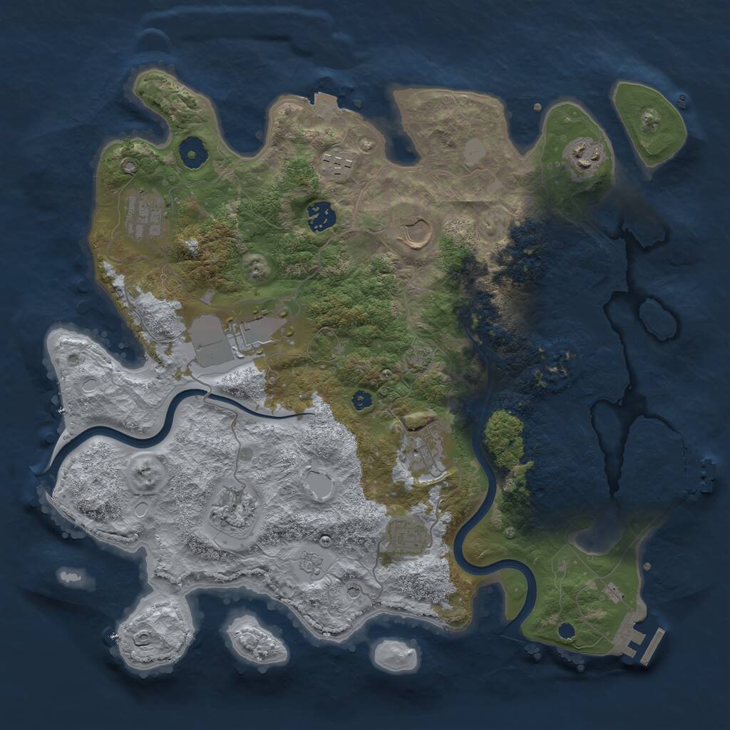 Rust Map: Procedural Map, Size: 3700, Seed: 995161, 15 Monuments