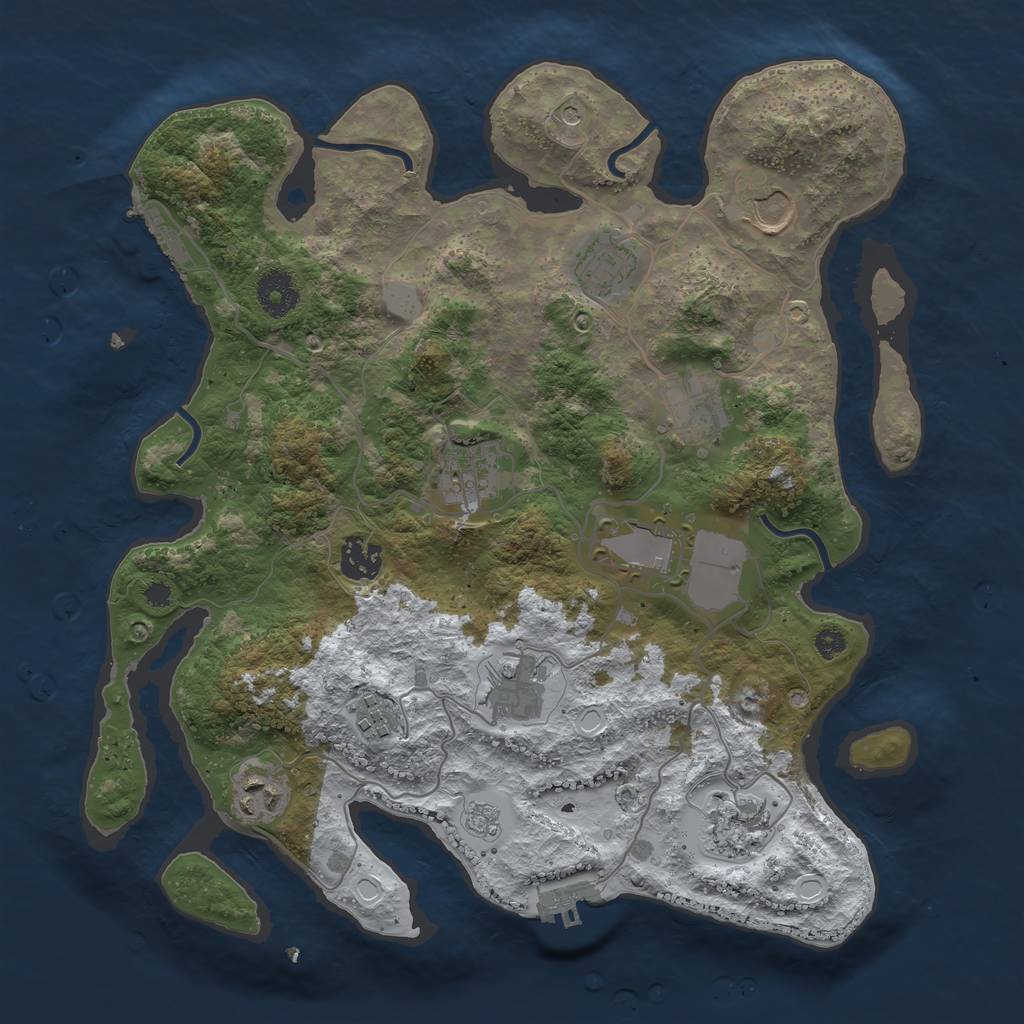 Rust Map: Procedural Map, Size: 3500, Seed: 6131535, 19 Monuments