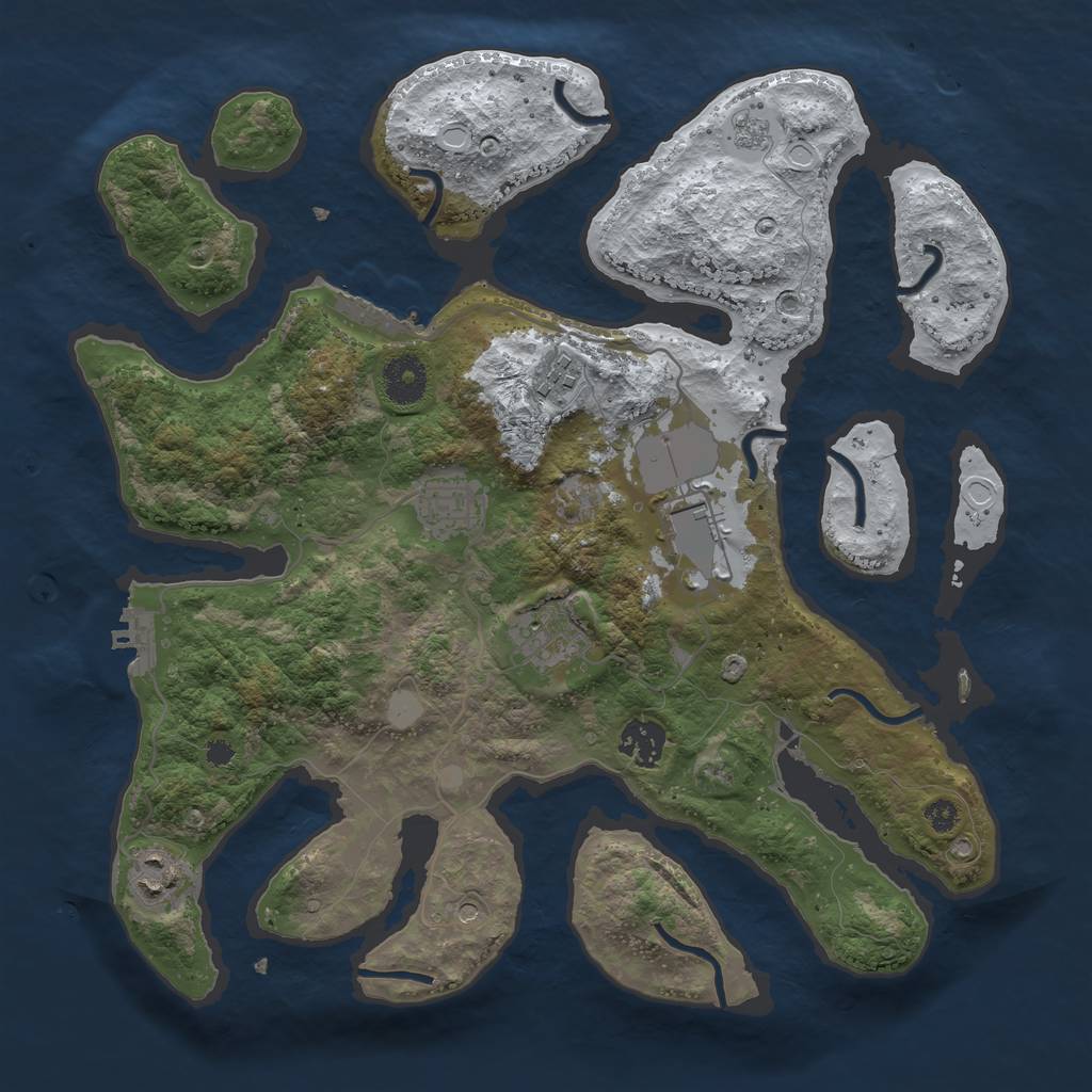 Rust Map: Procedural Map, Size: 3500, Seed: 3470042, 15 Monuments