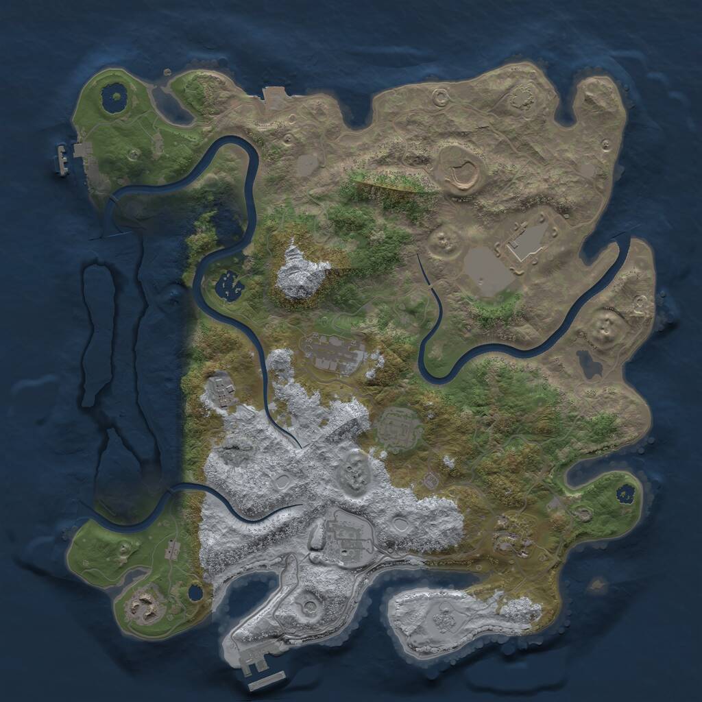 Rust Map: Procedural Map, Size: 3700, Seed: 2505107, 15 Monuments
