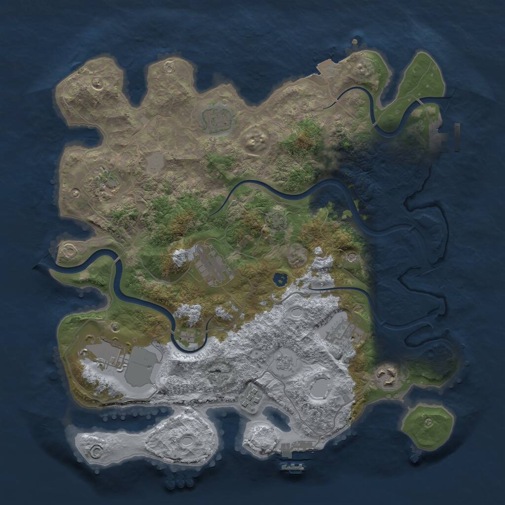 Rust Map: Procedural Map, Size: 3500, Seed: 1783746, 13 Monuments
