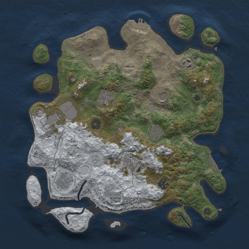 Rust Map: Procedural Map, Size: 3600, Seed: 5403244, 18 Monuments